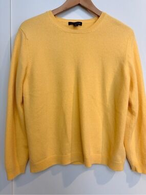 100% Cashmere Sweater Yellow Crew Neck Size L